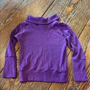 Girls Purple Cowl Neck Marino Wool Sweater